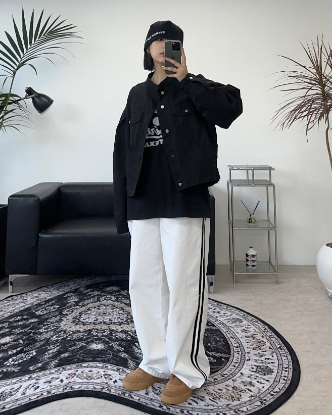 【SATIIIZ】Raden track wide cotton pants SATIIIZ (サティーズ) - ラディントラックワイドコットンパンツ