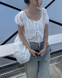 Taru Ribbon Lace Crop Blouse