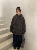 Handal Boucle Half Hood Fur Jacket