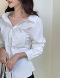 Cherno Open Collar Strap Shirt Blouse