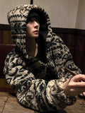 Wool Jacquard Hood Jumper Jacket