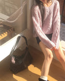 Oku Leopard Leather Combi Shoulder Bag