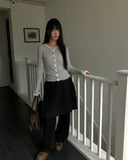 Dabu Lace Button Ribbed Cardigan