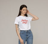 Ribbon Typo Heart Slim Short Sleeve Tee