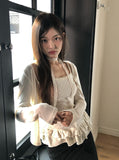 Gren Dot Frill Cardigan Sleeveless Set