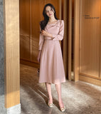 Meisha tweed ribbon flare one piece