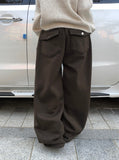 [Planning/Thick Brushed] Alt Pintuck Wide Long Back Pocket Pants