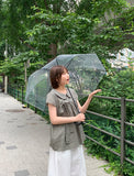 Hustle check ribbon short sleeve blouse