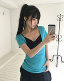Minko Deep V-Neck Short Sleeve T-Shirt