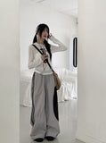 Cler Unbalanced Nylon Banding 2-Way Long Wide Jogger Pants