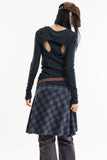 Adelie check flare midi skirt