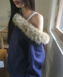 [Brushed lining] Perrin Fur One Off-Shoulder Sweatshirt