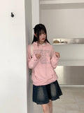 Recording Y2K Lettering Boxy Long Sleeve Hood T-Shirt