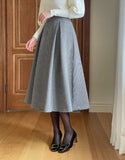 Marine Hound Check Brushed Span Flare Skirt