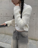 Reaper angora crop knit cardigan