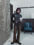 [LANARCH] Amber Leather Pocket Neck Zip-Up