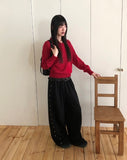 Shus Basic V-Neck Loose Fit Long Sleeve Knit