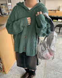 Noncoro Cable Hood Knit Cardigan