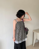 Mintel Summer Check Layered Sleeveless Blouse