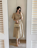 Endel Puff Jacquard Flare Long One Piece