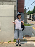 [BAONHAUS] Minkol Check Hood Short Sleeve Shirt