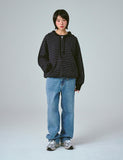 OF_SYMBOL Embroidered Knit Stripe Hood Zip-Up