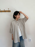 [unisex] Dillon Seersucker Check Over Short Sleeve Shirt