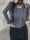 Ribbed Muffler U Neck Tee