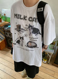 [unisex] Fuwa Cat Printing Over Short Sleeve Tee