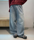 Dronghin Dart Washing Denim Wide Pants