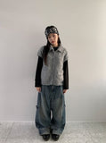 Siduri Hairy Collar Short Sleeve Knit Cardigan