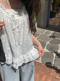 Lamillie White Ribbon Sleeveless Bustier Blouse