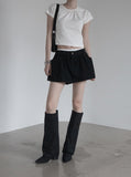 Double-waisted sagging mini skirt