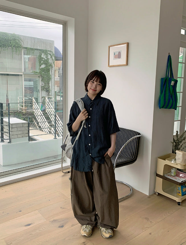【BAON】Syuing pin tuck banding wide linen pants Boning pintuck banding long wide pants - WONDER WONDER | 60