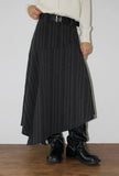 [BELT SET] SLANT STRIPE DRAPE SKIRT