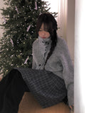Juke diagonal button high neck knit