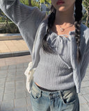 Cardi Rib Knit Tank Top Cardigan Set