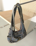 Dipple Y2K Eyelet Belt Denim Shoulder Bag