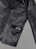 [unisex] Crack Single Leather Over Fit Jacket