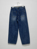 [unisex] Two tuck balloon wide denim pants