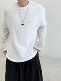 Texture See-through Knit Long-Sleeved T-Shirt