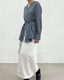 Slit slacks long skirt