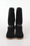 Leather belt middle boots