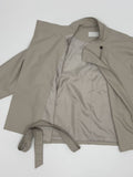 High-neck belted half trench coat