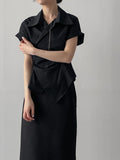 [Short sleeve ver.] Loke Wrap Shirring Shirt