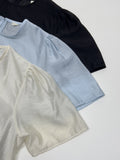 String See-through Short Sleeve Crop Blouse