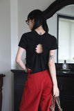 Oxford Red Cotton Pants