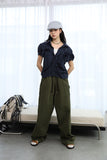 Snap Wide Cotton Pants