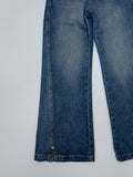 Slit semi-bootcut denim pants