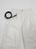 [Belt SET] One-tuck wide cotton pants